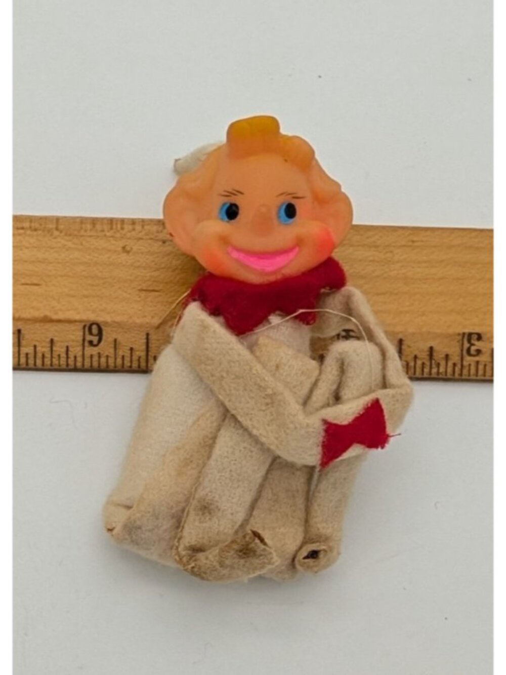 Vintage Japan Pixie Elf Knee Hugger Felt Ornament Christmas MCM 4.5" Kitschy #B
